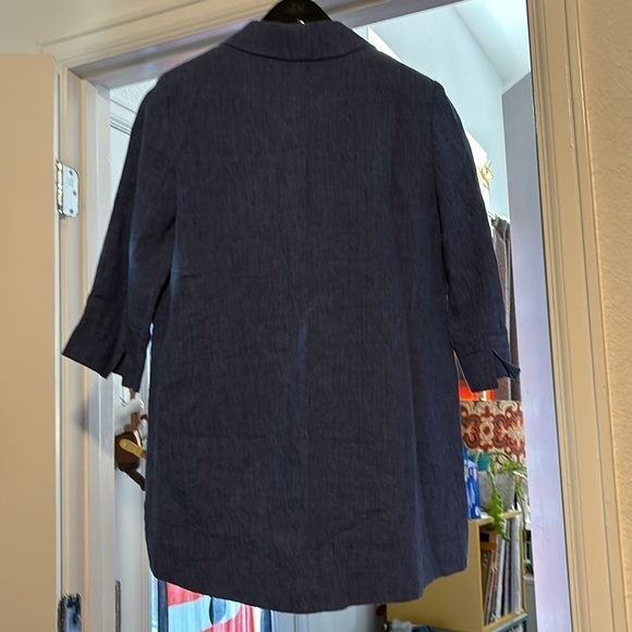 Alberto Makali blue linen open blazer size large - Picture 4 of 6